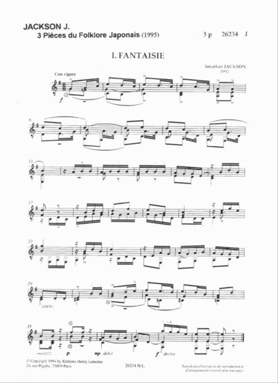 Pieces (3) Folklore Japonais Acoustic Guitar scores gallery preview page 2