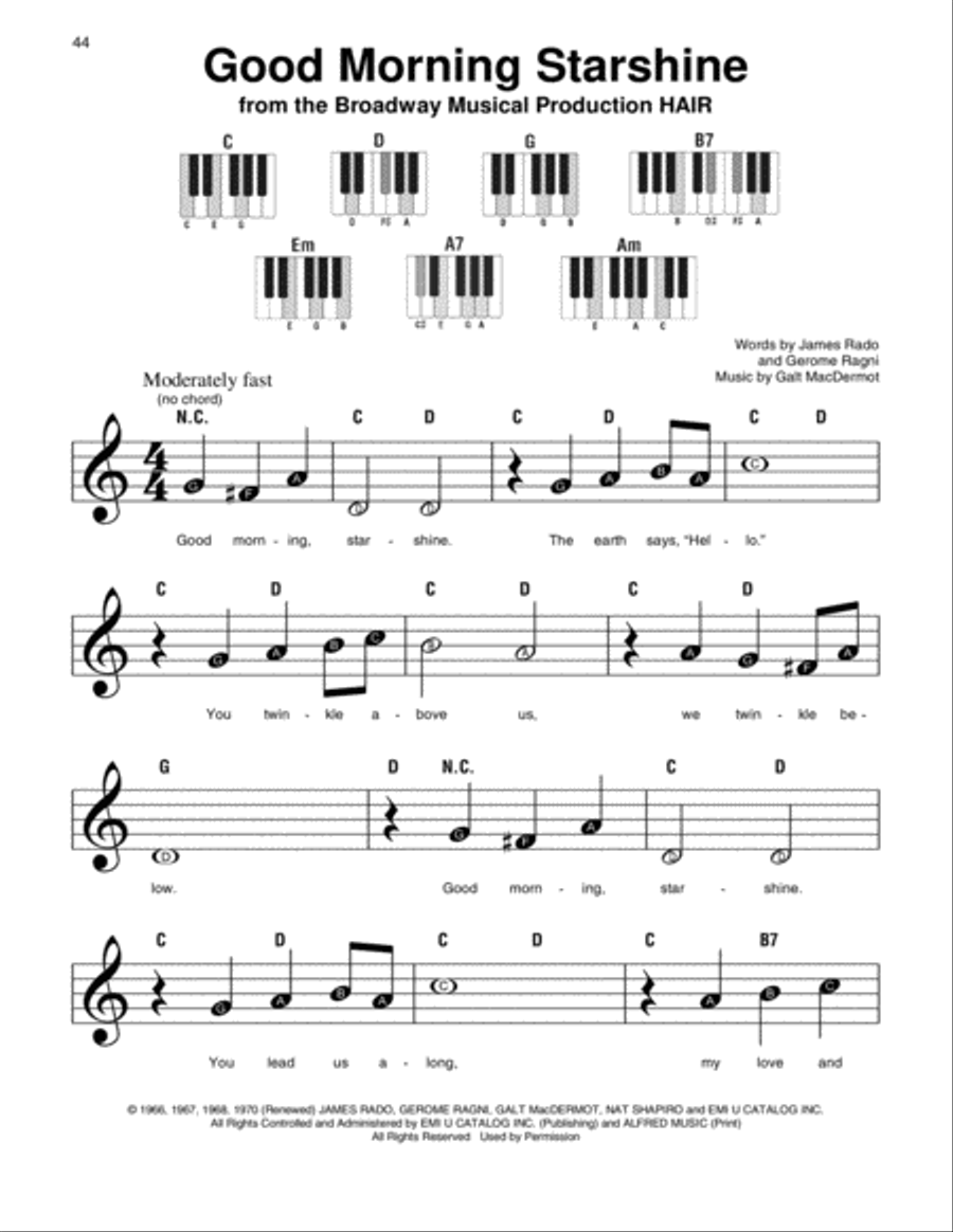 Good Morning Starshine Easy Piano scores gallery preview page 1