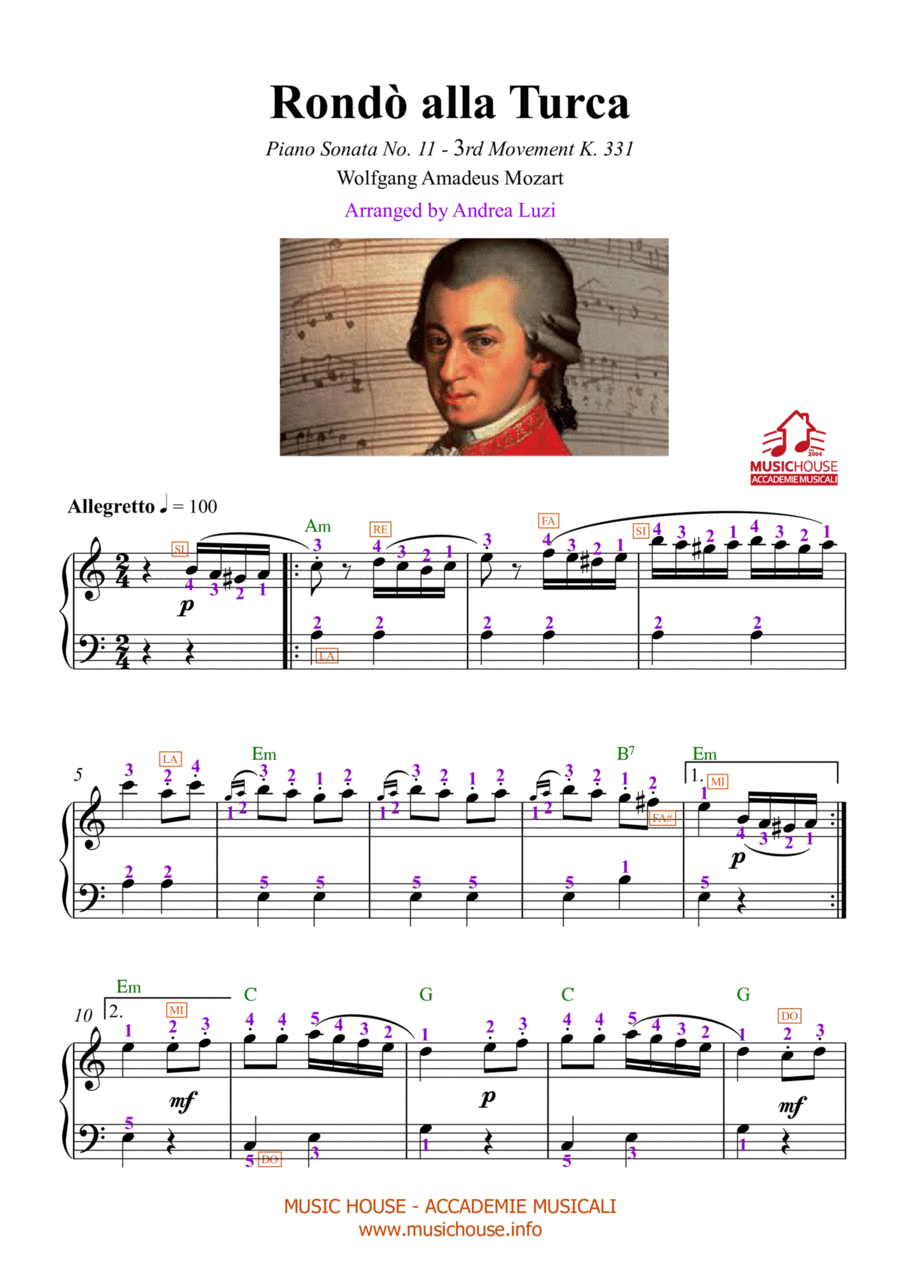 Rondò alla Turca - Mozart - EASY PIANO Easy Piano scores gallery preview page 1