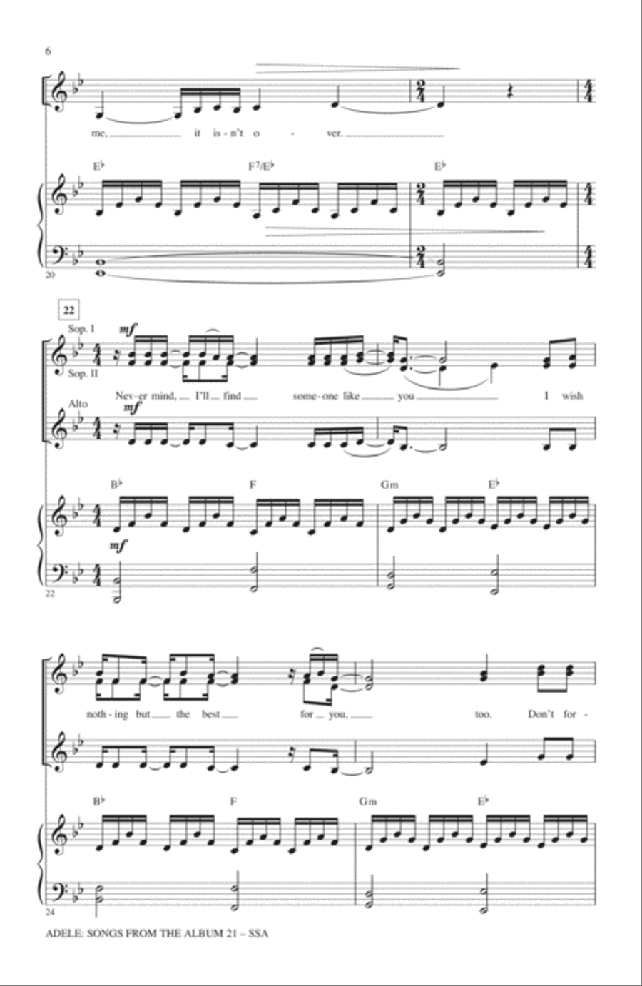 Adele: Songs From The Album 21 (Medley) SSA scores gallery preview page 4