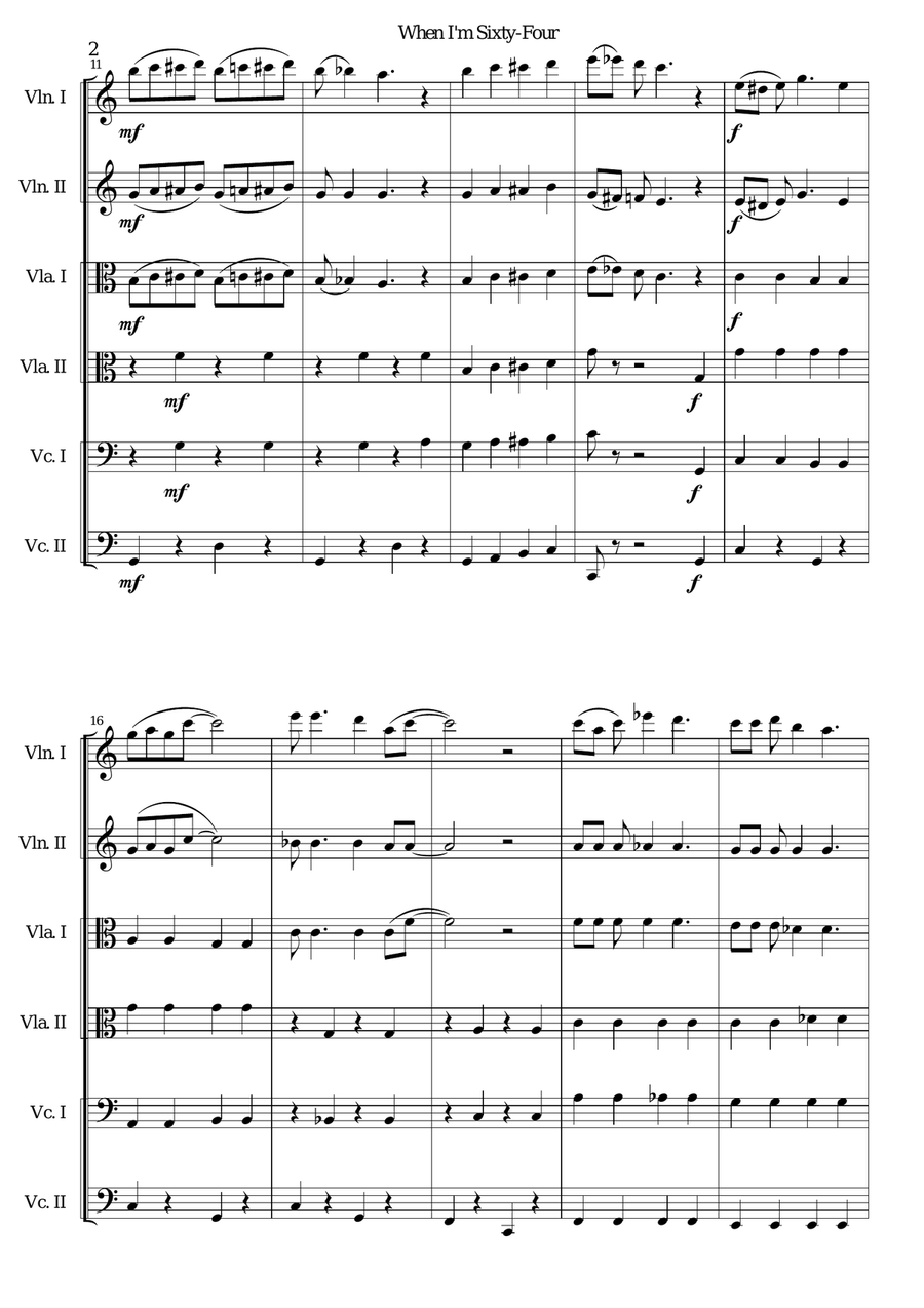 When I'm Sixty-Four Small Ensemble scores gallery preview page 2