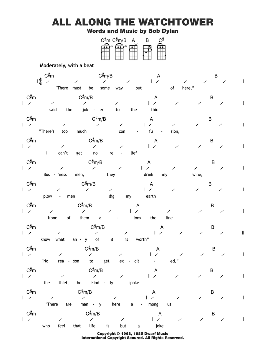 All Along The Watchtower Ukulele scores gallery preview page 1