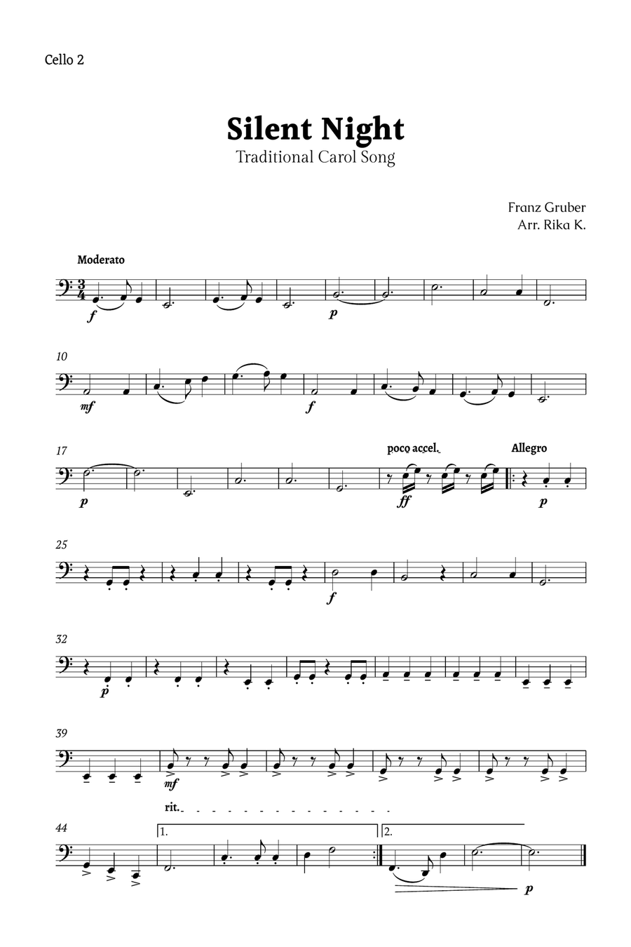 Silent Night for Cello Trio String Trio scores gallery preview page 4