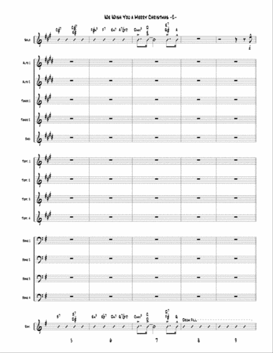 We Wish You a Merry Christmas for Little Big Band up to Full Big Band Jazz Ensemble scores gallery preview page 2