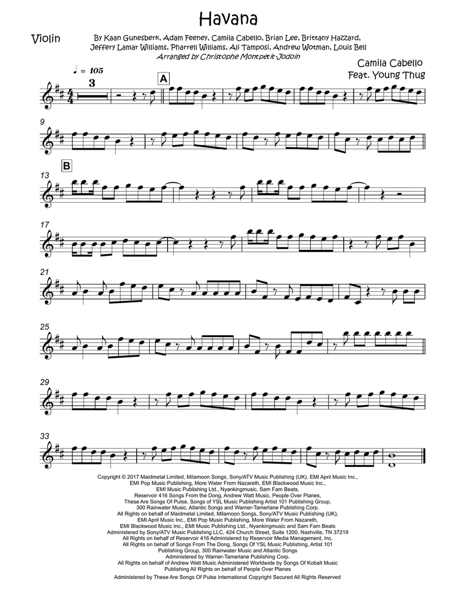 Havana Violin Solo scores gallery preview page 1