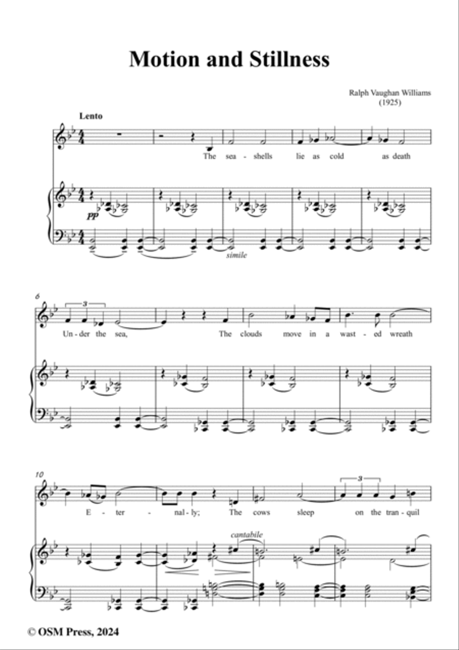 Vaughan Williams-Motion and Stillness(1925),in B flat Major Voice scores gallery preview page 2