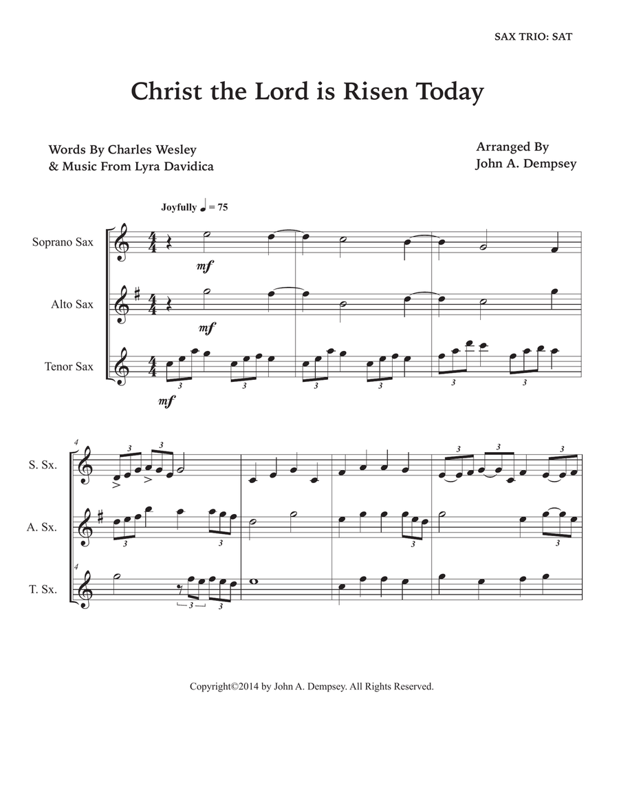 Christ the Lord is Risen Today (Sax Trio: SAT) SAT scores gallery preview page 5