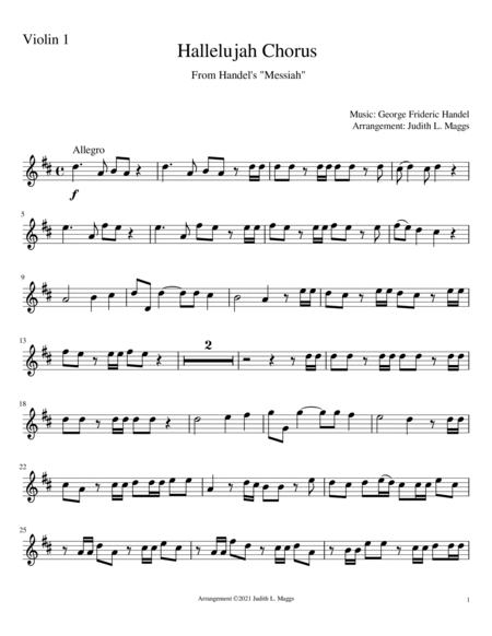Hallelujah Chorus for 2 Violins and Viola image number null