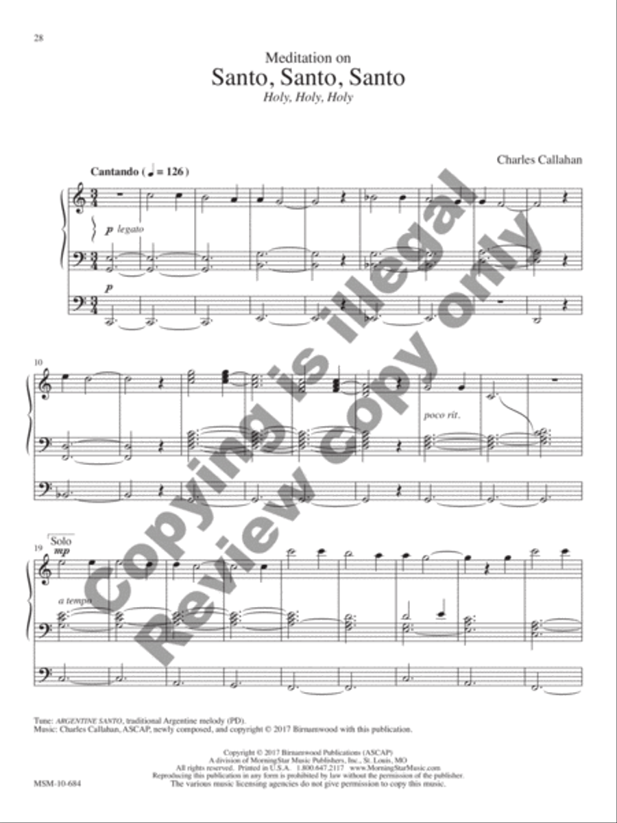 Cantad al Señor: 12 Spanish and Latin American Hymn Settings for Organ Organ Solo scores gallery preview page 27