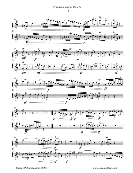 CPE Bach: Duetto Wq. 140 for Soprano & Alto Sax Duo image number null