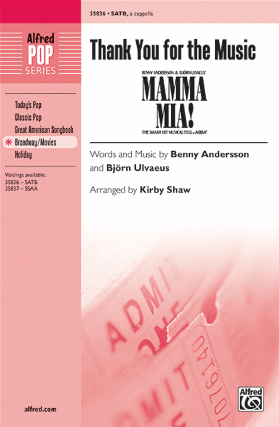 Thank You for the Music 4-Part scores gallery preview page 1