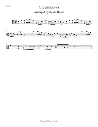 Greensleeves (Easy key of C) Viola