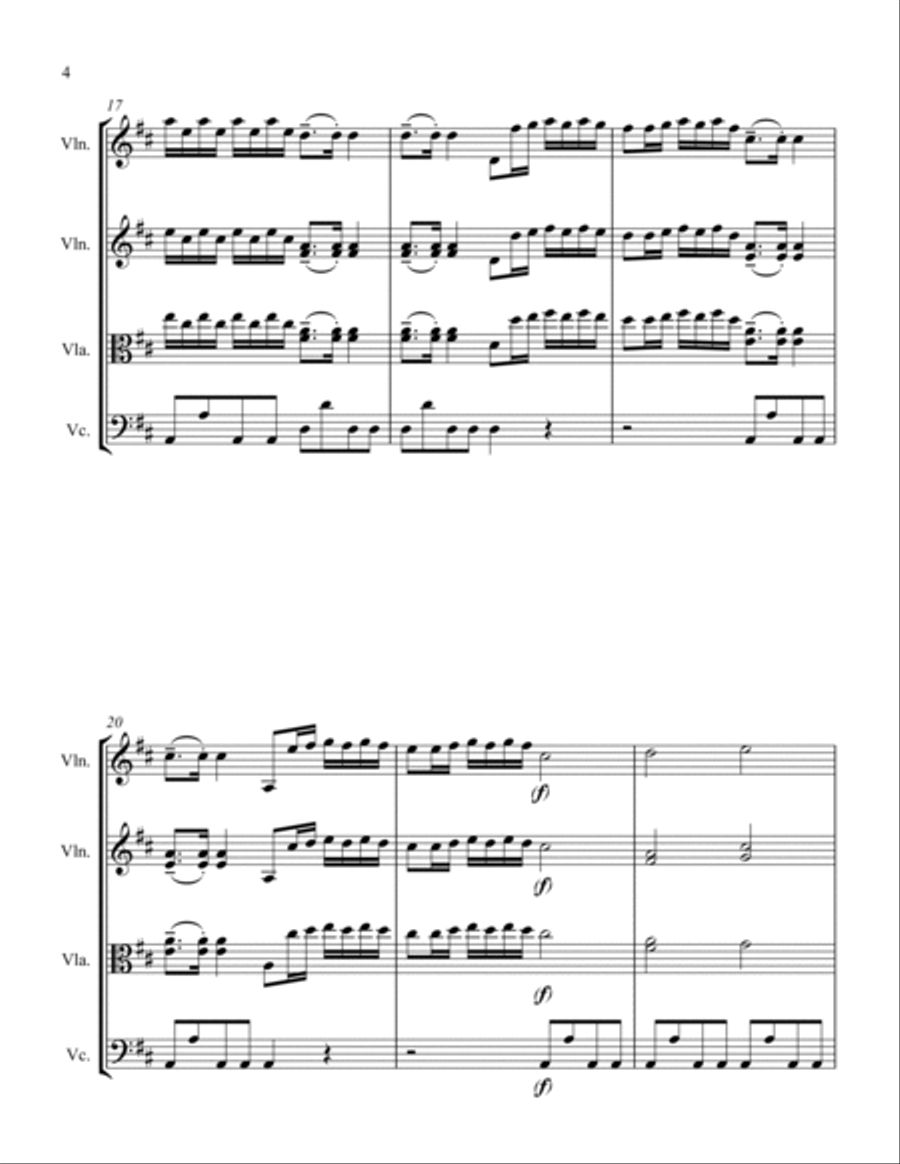 GLORIA IN EXCELSIS, Vivaldi String Trio, Intermediate Level for 2 violins and cello or violin, viola String Trio scores gallery preview page 6