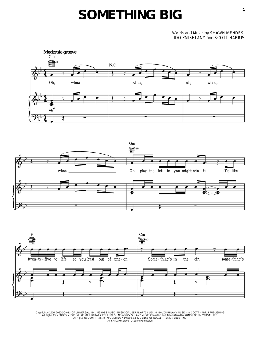 Something Big Piano, Vocal, Guitar scores gallery preview page 1