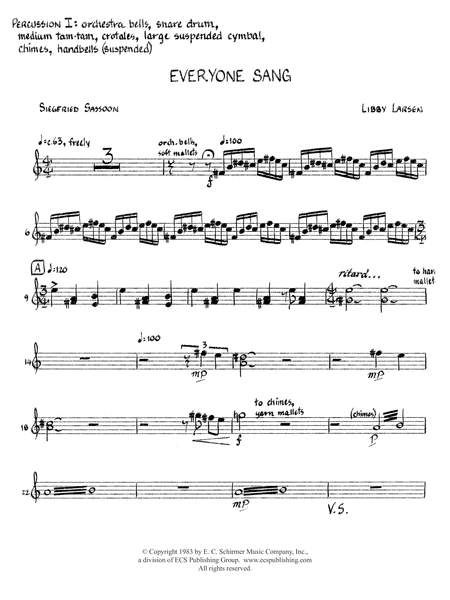 Everyone Sang (Downloadable Percussion & Harp Parts)