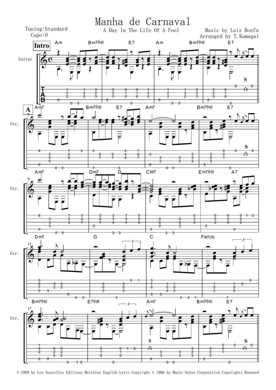 A Day In The Life Of A Fool (manha De Carnaval) Guitar Solo scores gallery preview page 1