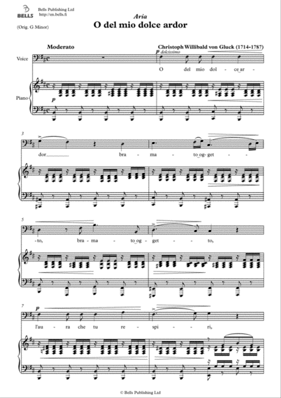 O del mio dolce ardor (B minor) Voice Solo scores gallery preview page 1