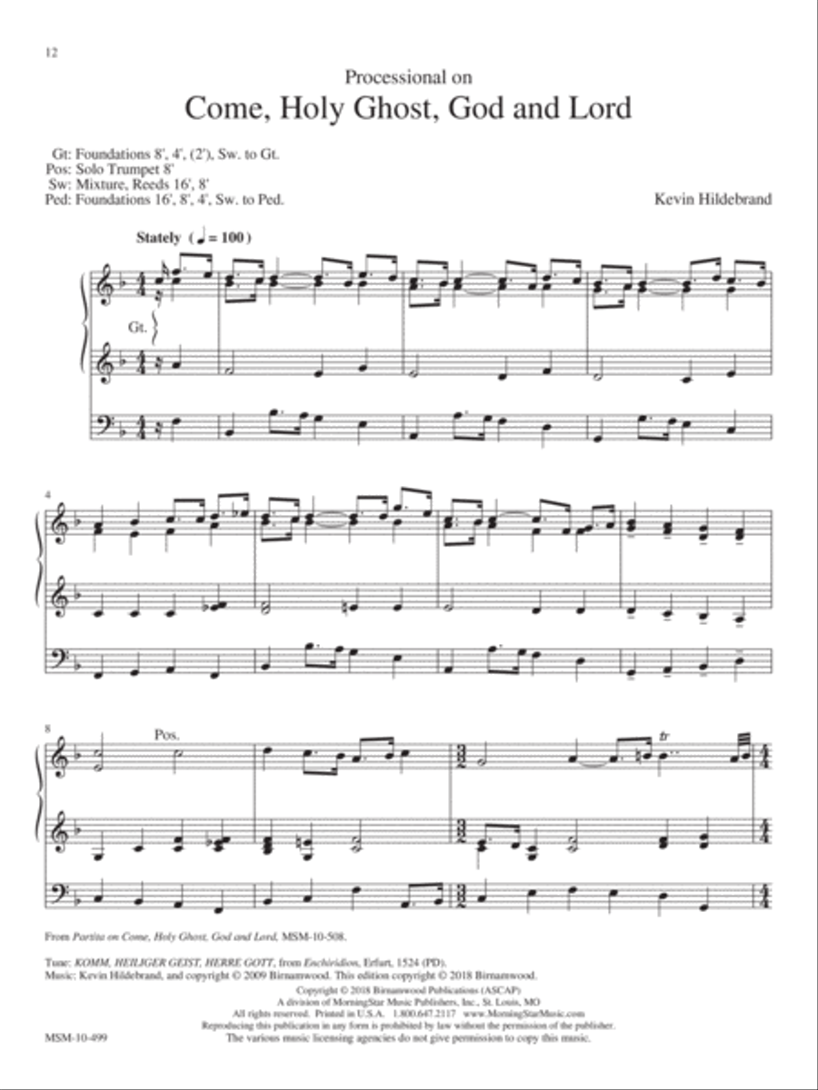 Processional on Come, Holy Ghost, God and Lord Organ scores gallery preview page 1