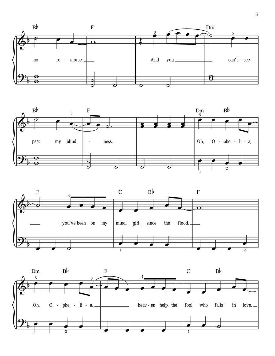 Ophelia Ophelia Easy Piano scores gallery preview page 3