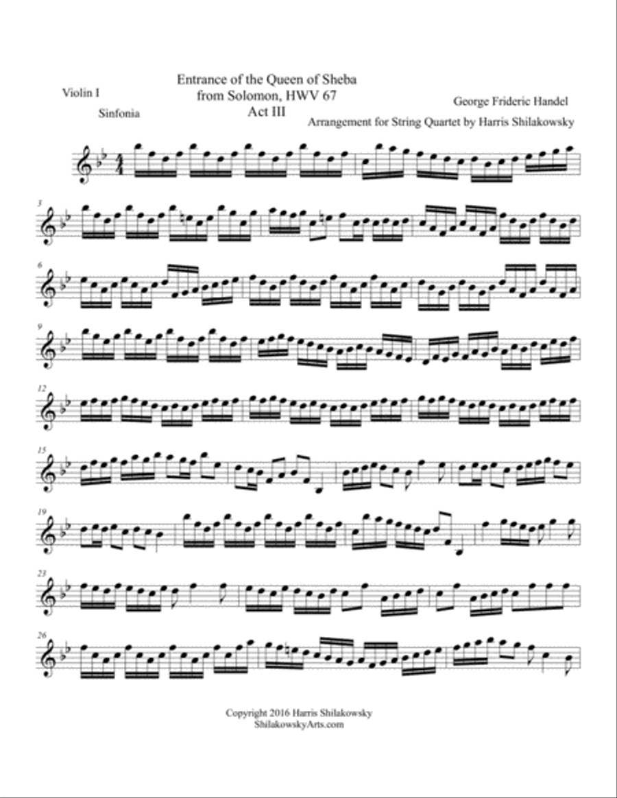 Entrance of the Queen of Sheba Entrance of the Queen of Sheba String Quartet scores gallery preview page 6