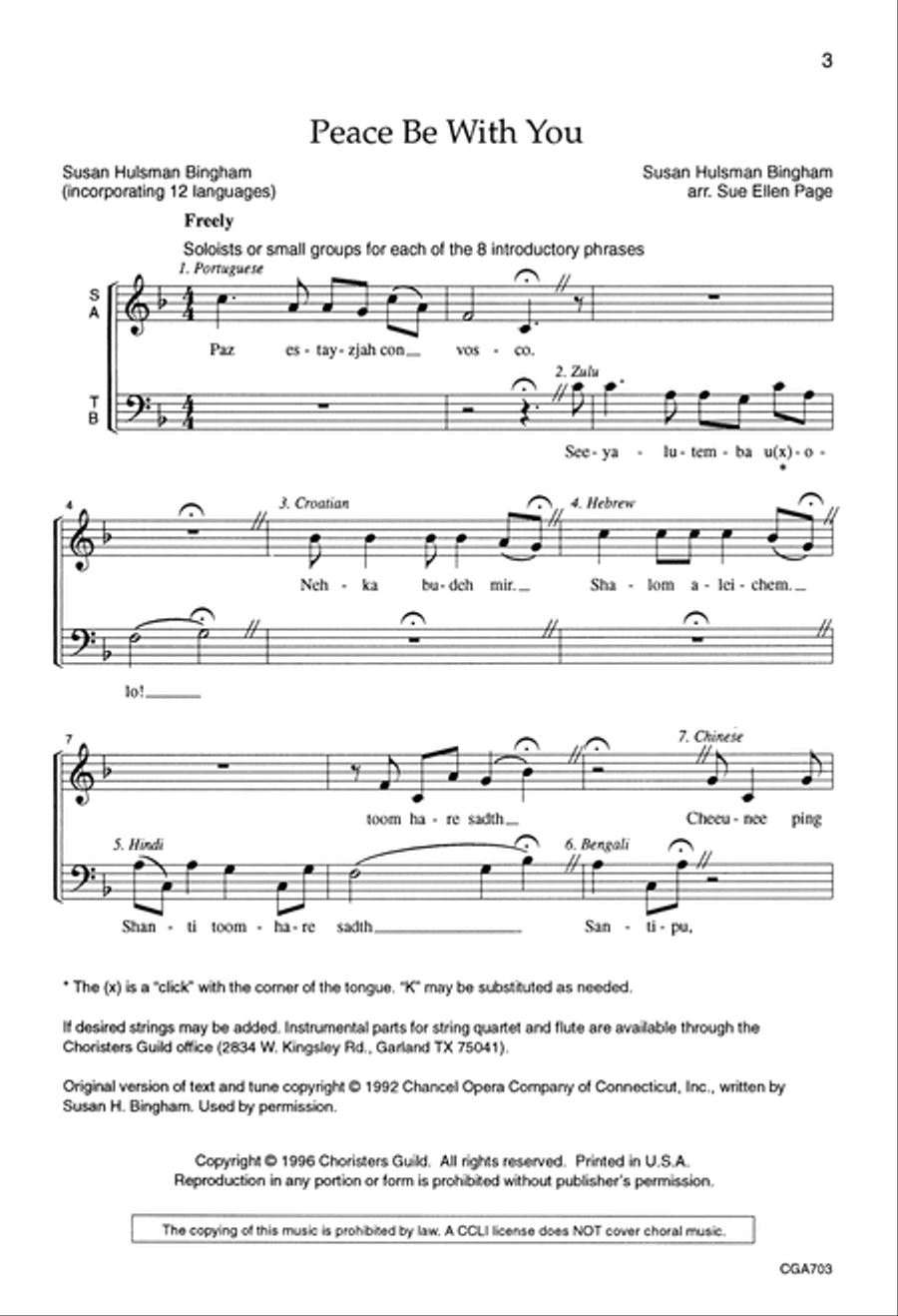Peace Be with You 4-Part scores gallery preview page 3