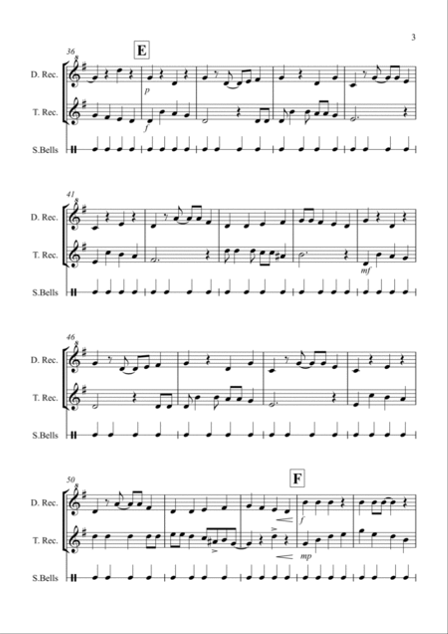 Jingle Bells (Jazzy Style!) for Descant and Tenor Recorder Duet Small Ensemble scores gallery preview page 3
