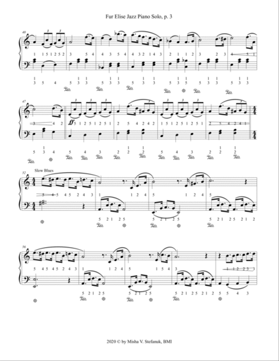 Fur Elise Jazz Piano Solo, Easy Piano Classics Easy Piano scores gallery preview page 3