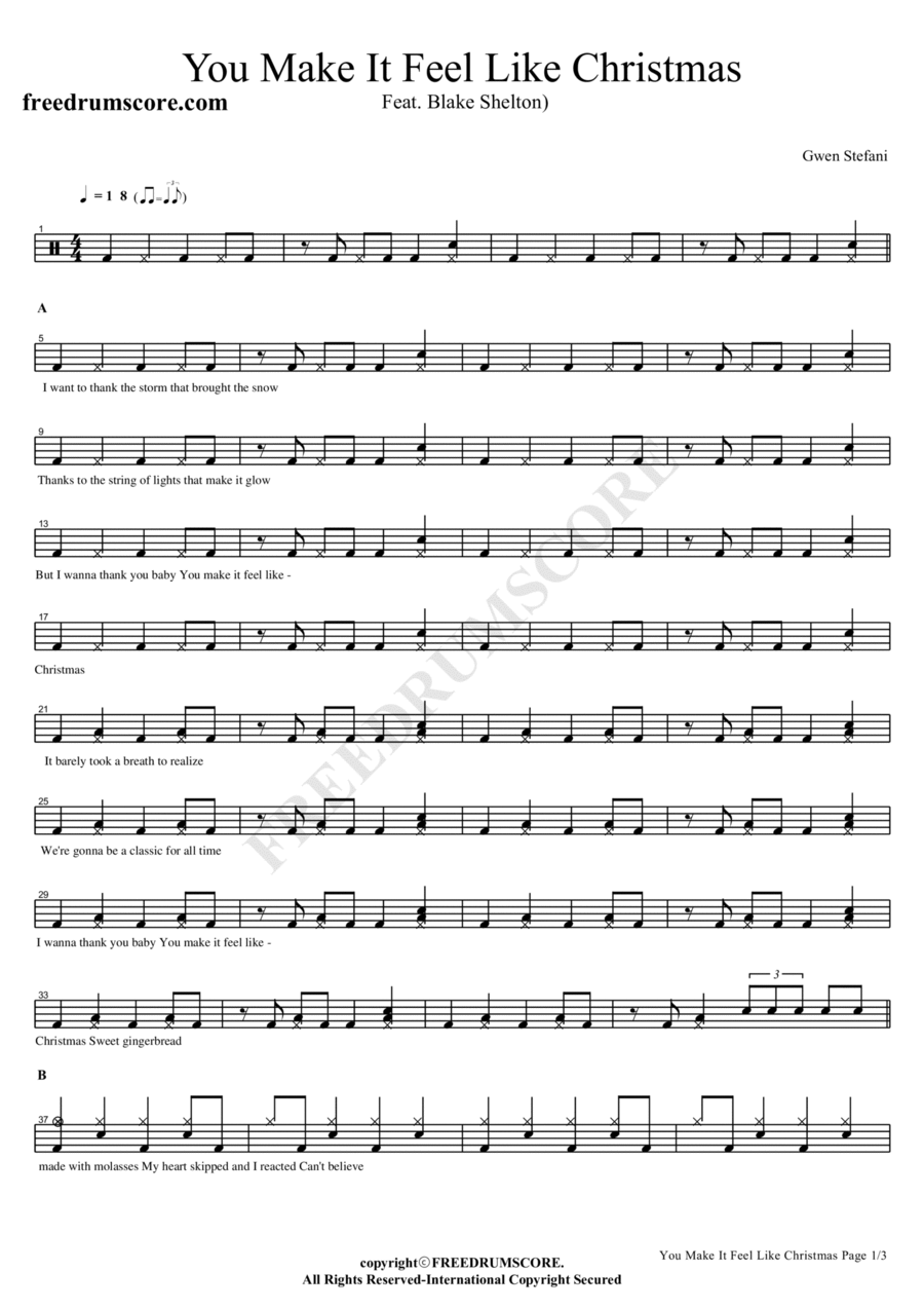 You Make It Feel Like Christmas Drum Set scores gallery preview page 1