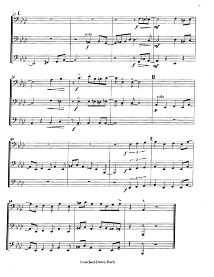 Switched Down Bach Brass Trio scores gallery preview page 4