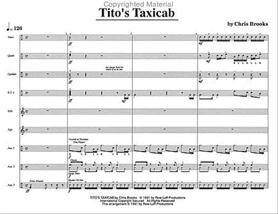Tito's Taxicab Percussion Ensemble scores gallery preview page 3