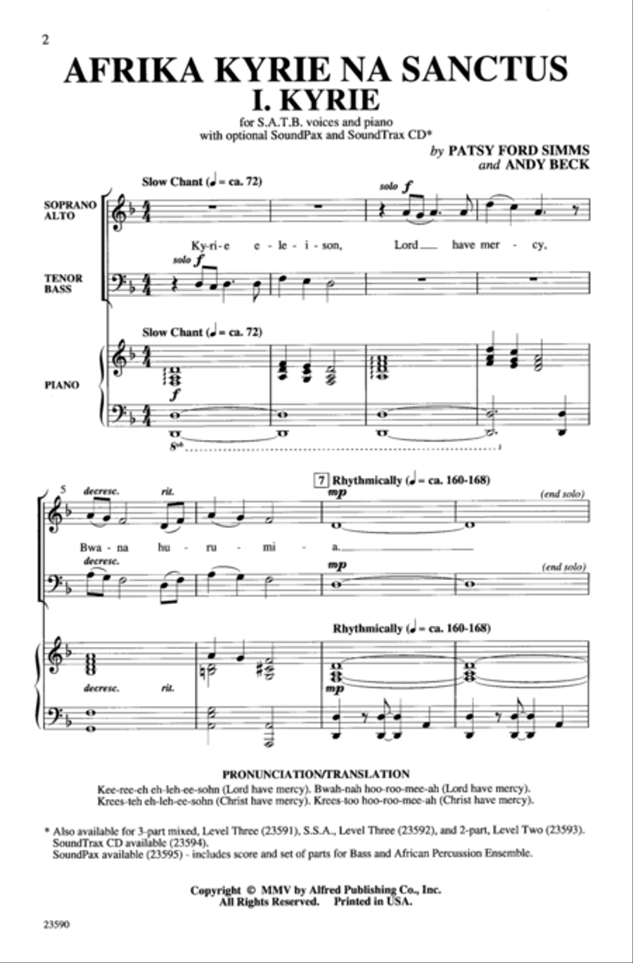 Afrika Kyrie na Sanctus 4-Part scores gallery preview page 2