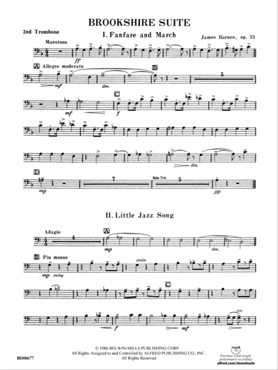Brookshire Suite: 2nd Trombone Concert Band scores gallery preview page 1