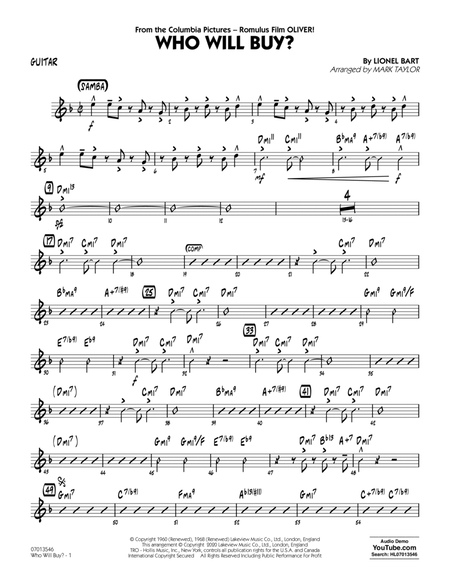 Who Will Buy? (from Oliver) (arr. Mark Taylor) - Guitar