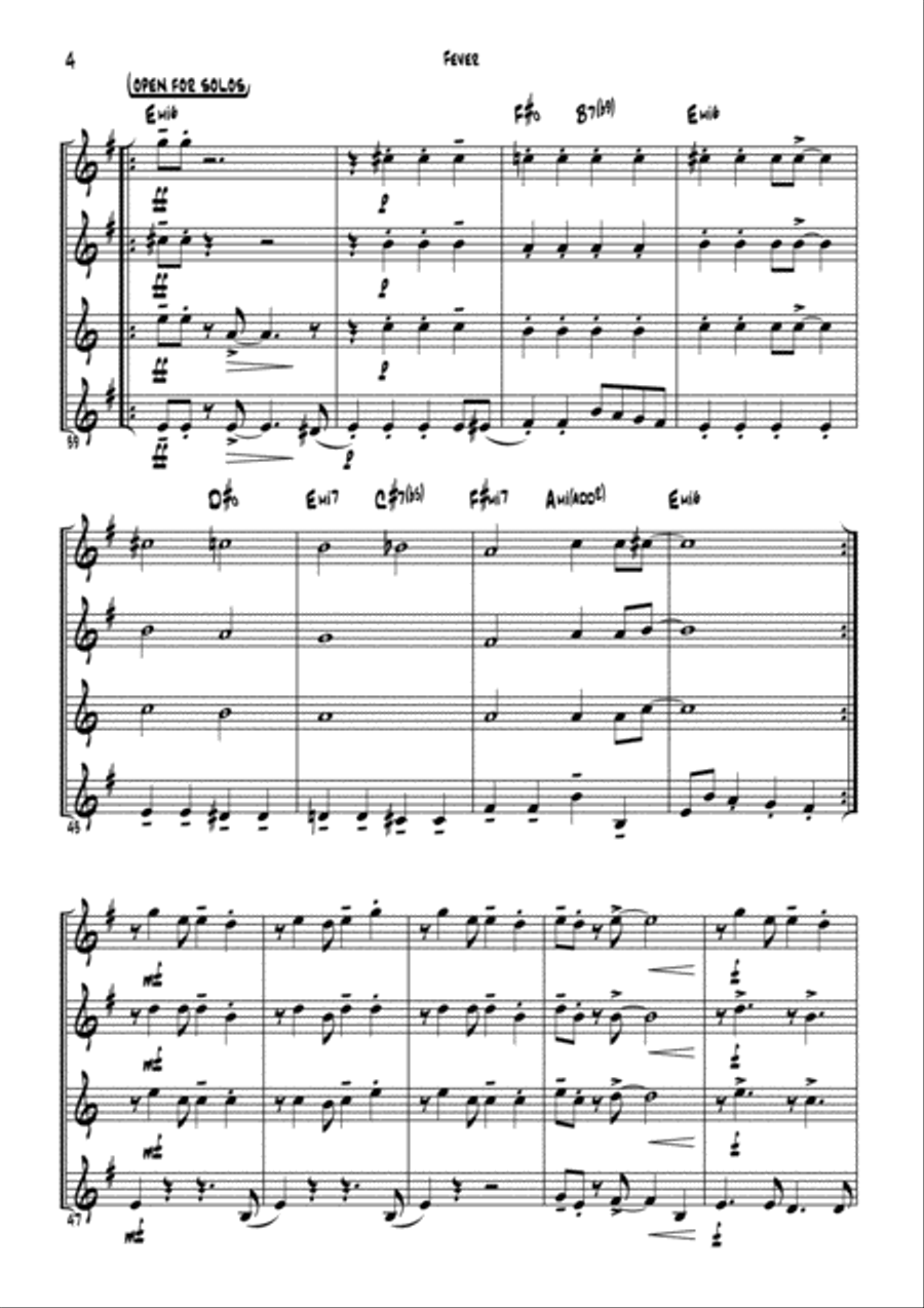 Fever Saxophone Quartet scores gallery preview page 6