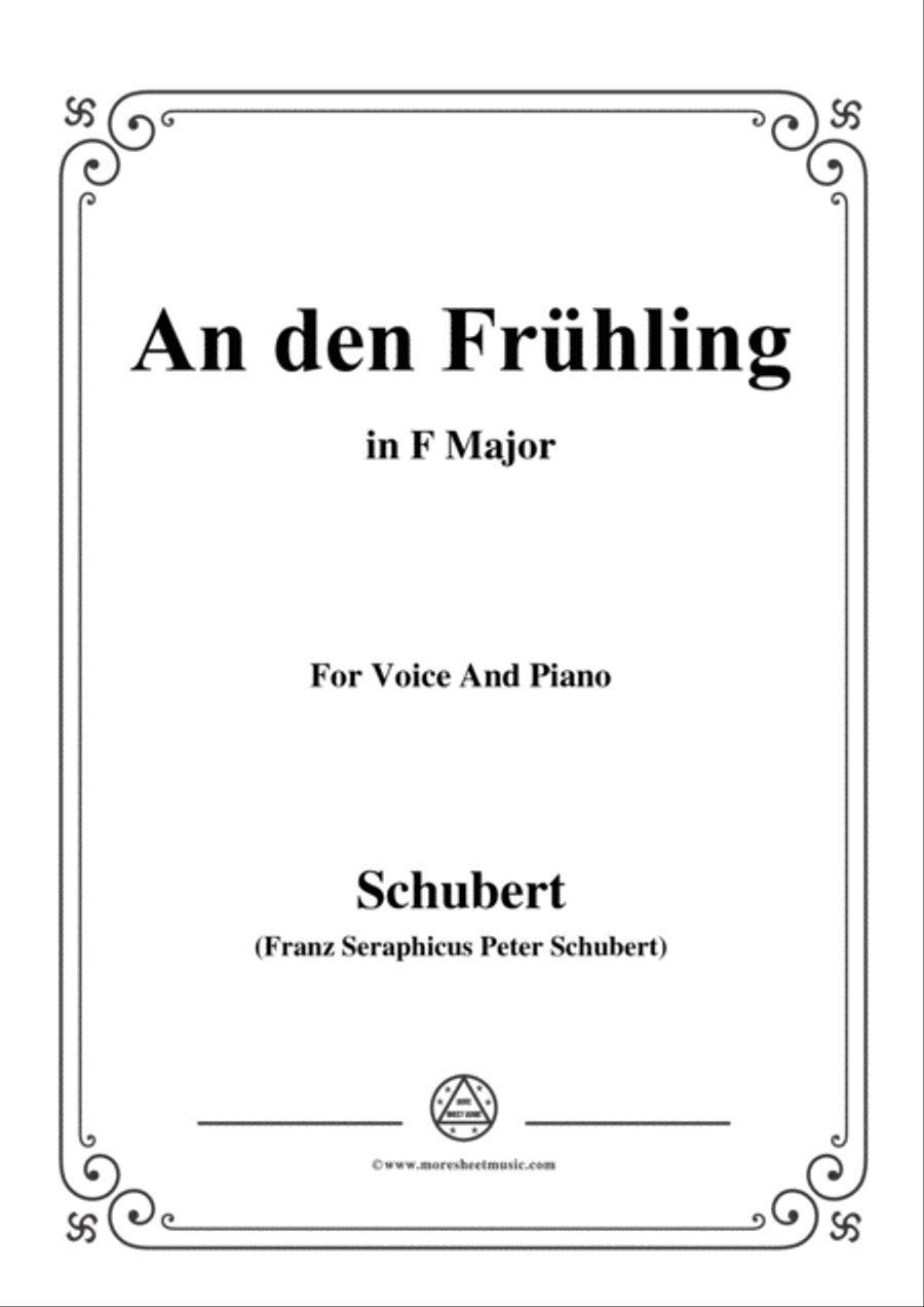 Schubert-An den Frühling,in F Major,for Voice&Piano Voice scores gallery preview page 1