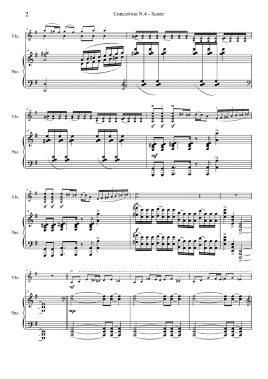Violin Concertino N. 4 Violin Concertino N. 4 String Duet scores gallery preview page 2