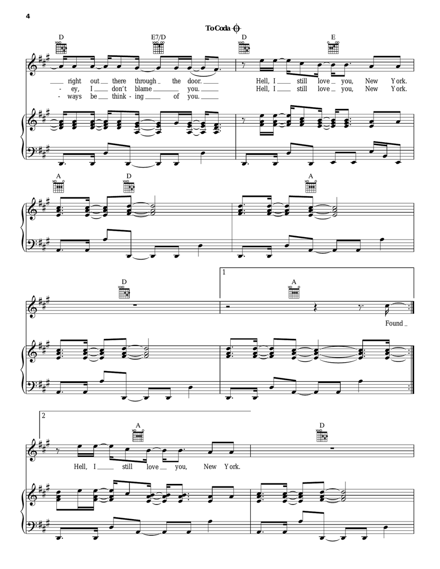 New York, New York New York, New York Piano, Vocal, Guitar scores gallery preview page 4