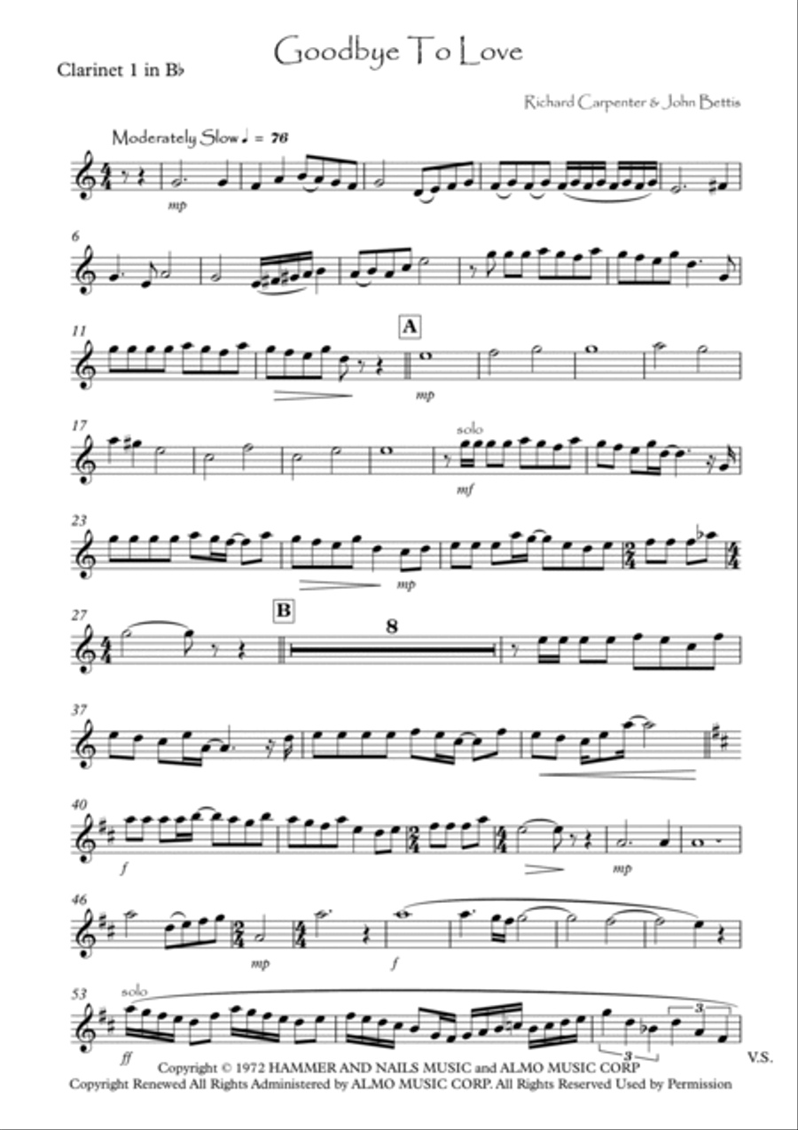 Goodbye To Love Clarinet Quartet scores gallery preview page 5