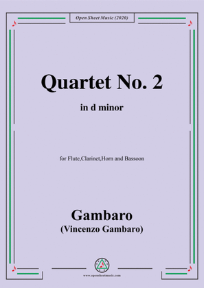 Book cover for Gambaro-Quartet No. 2,in d minor,for Fl,Cl,Hn and Bsn