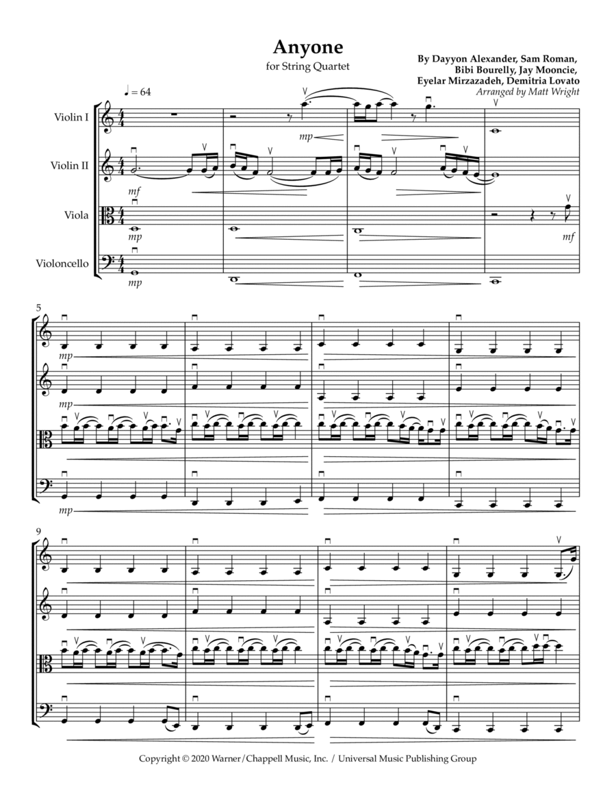 Anyone Anyone String Quartet scores gallery preview page 1