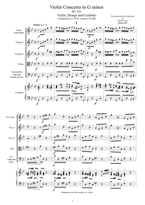 Book cover for Vivaldi - Violin Concerto in G minor RV 326 for Violin, Strings and Cembalo