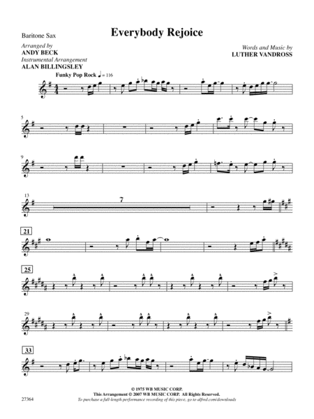 Everybody Rejoice (from The Wiz): E-flat Baritone Saxophone
