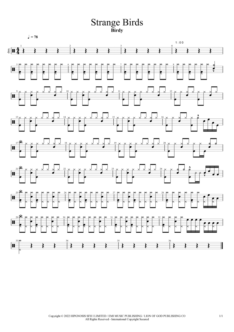 Strange Birds Drum Set scores gallery preview page 1