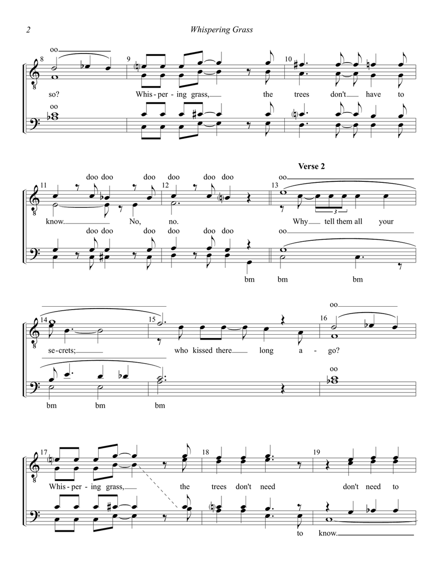 Whispering Grass (don't Tell The Trees) TTBB scores gallery preview page 2