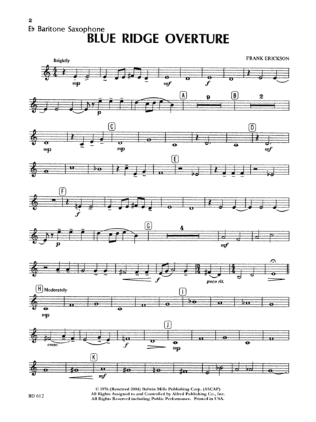 Blue Ridge Overture: E-flat Baritone Saxophone