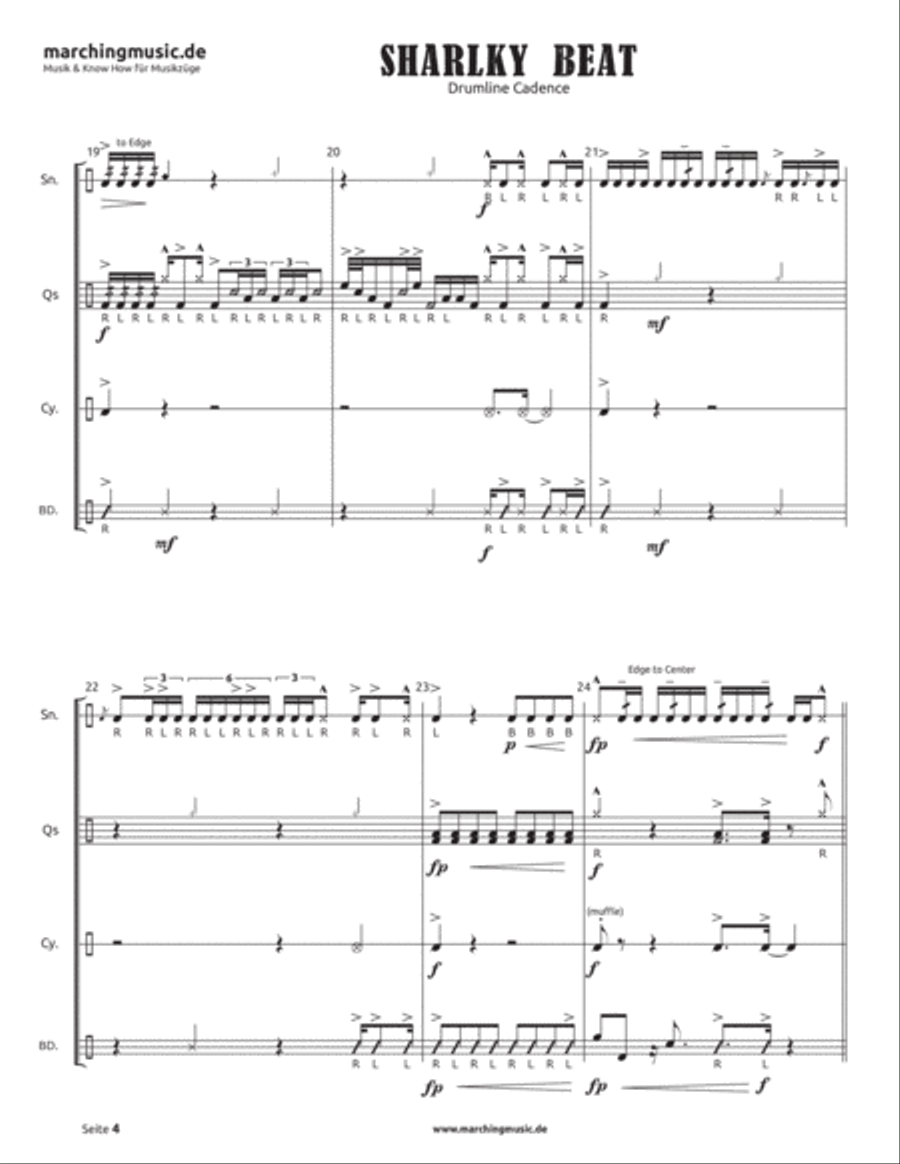 SHARKY BEAT Drumline Cadence Marching Band scores gallery preview page 5