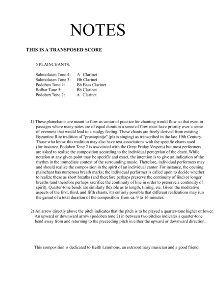 [Block] Five Plainchants for Solo Clarinet Clarinet Solo scores gallery preview page 3