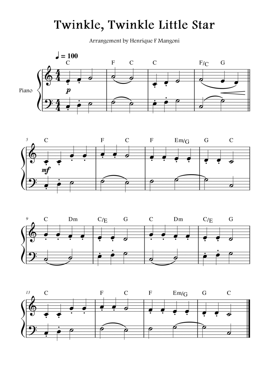 Twinkle, Twinkle Little Star Piano Method scores gallery preview page 1