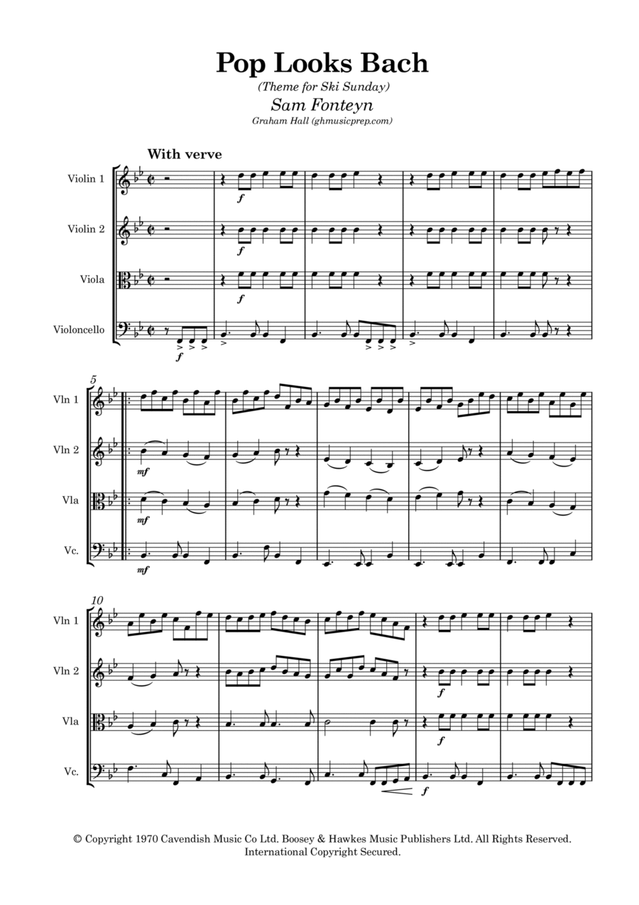 Pop Looks Bach String Quartet scores gallery preview page 1