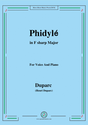 Book cover for Duparc-Phidylé in F sharp Major,for Voice and Piano